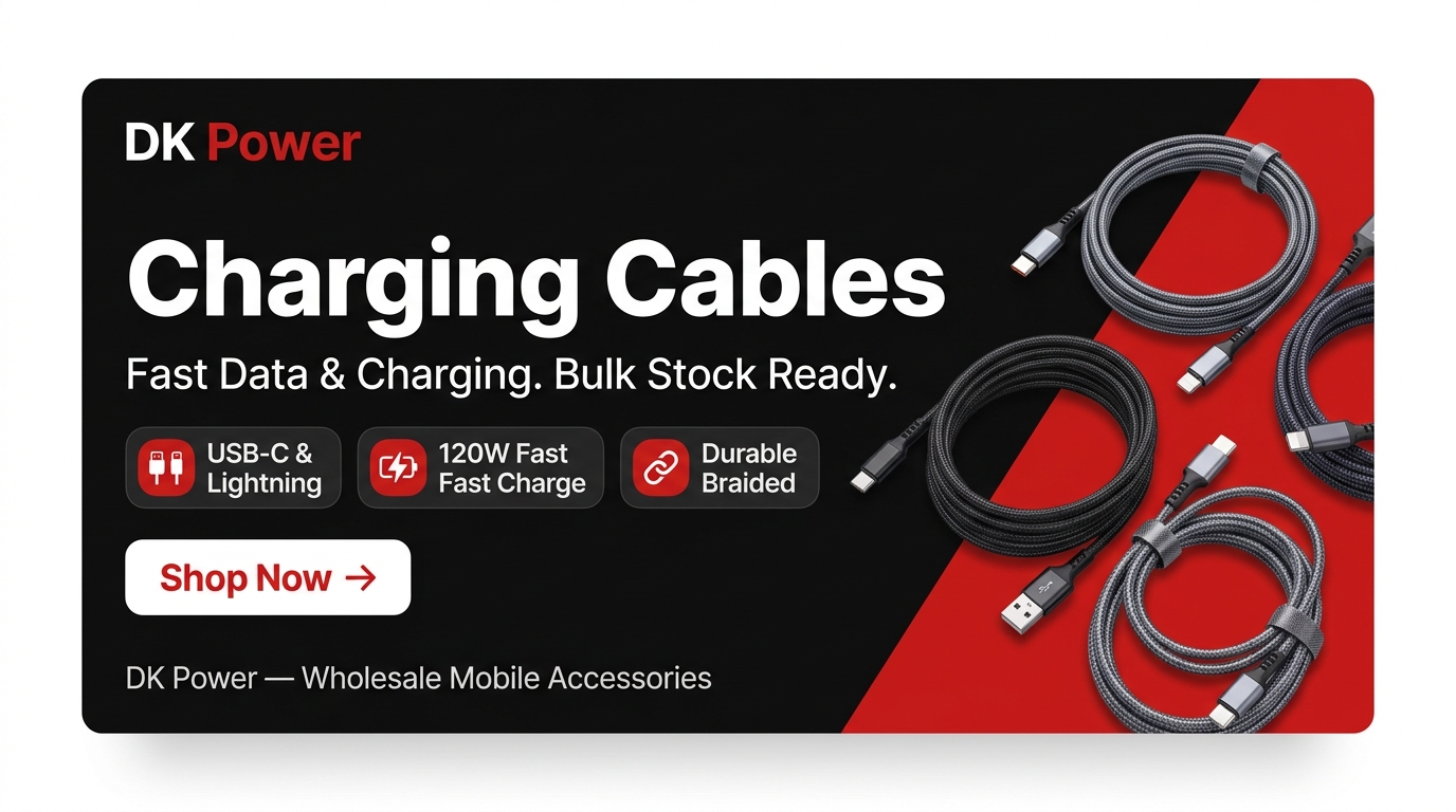 DK Power Charging Cables – Fast Data & Charging, Bulk Stock Ready. USB-C & Lightning, 120W Fast Charge.